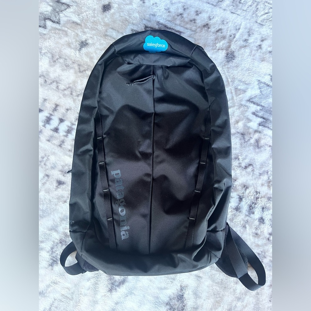 Patagonia atom 18L black backpack with Salesforce Logo